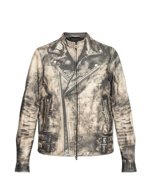 DIESEL Natural Leather Jacket 'L-Tad-Print' for men