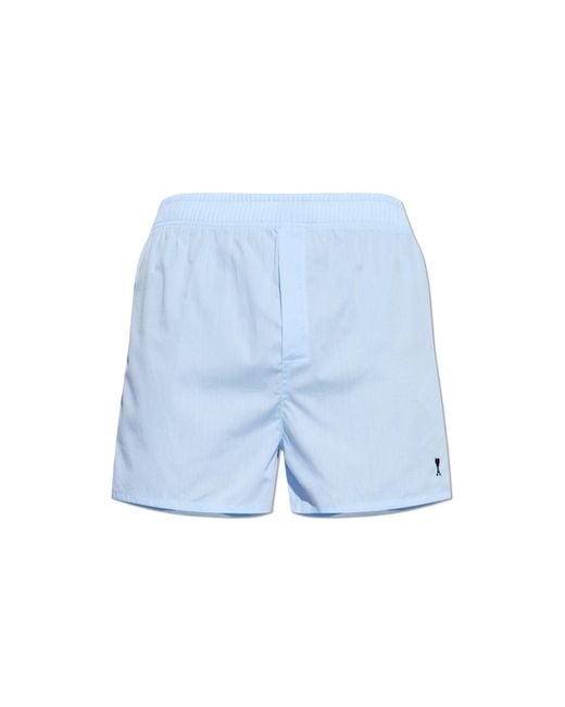 AMI Blue Cotton Underwear Shorts for men