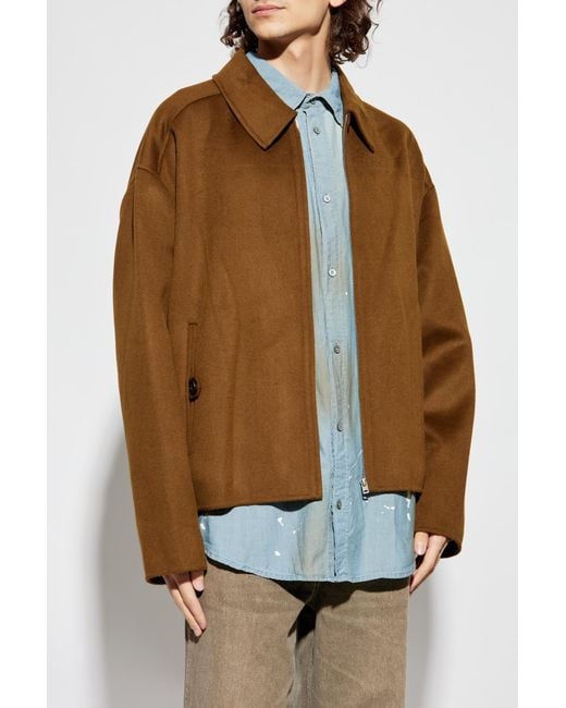 Acne Brown Wool Jacket With Collar for men
