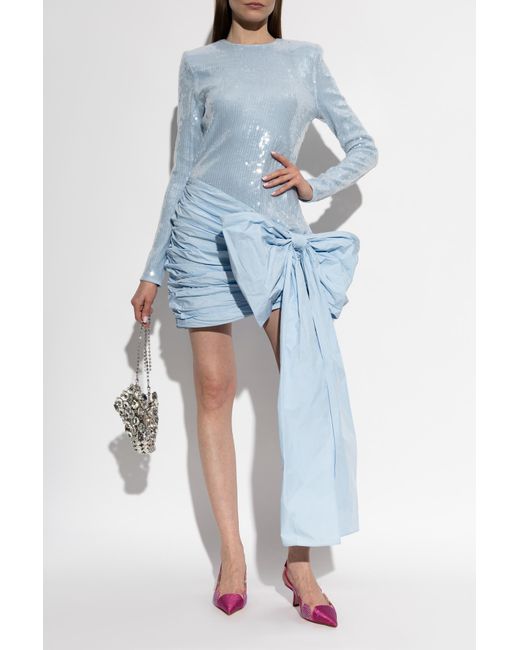 ROTATE BIRGER CHRISTENSEN Blue Sequin Dress With Decorative Bow