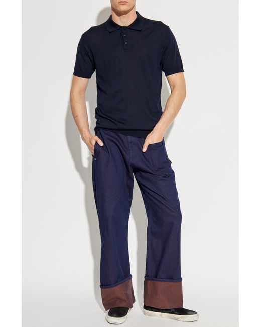 Golden Goose Deluxe Brand Blue Wool Polo for men