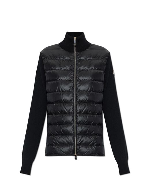 Moncler Black Cardigan With Down Filling