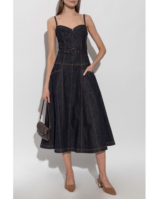 Self-Portrait Black Denim Dress With Straps