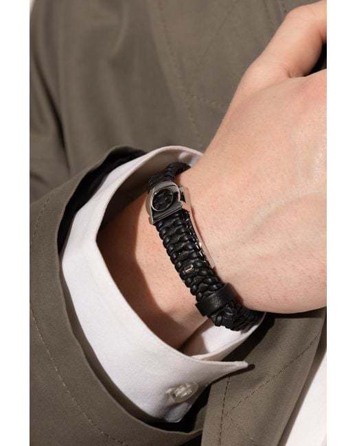 Ferragamo Black Leather Bracelet for men