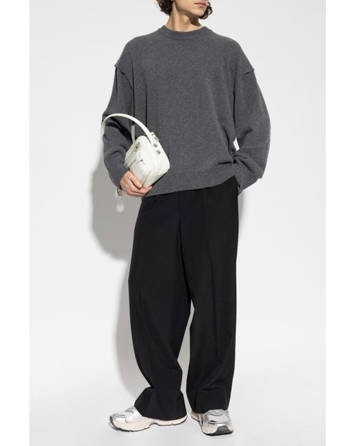 Balmain Gray Crew Neck Sweater for men