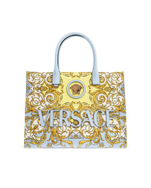 Versace Blue "V Allover La Medusa Large" Shopper Bag