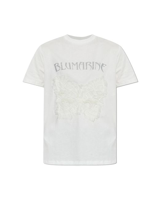 Blumarine White T-Shirt With Tulle Applique