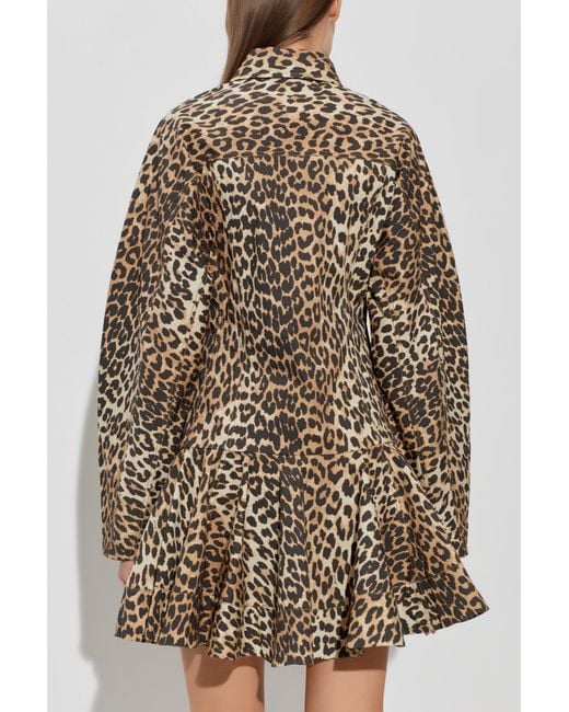 Ganni Brown Animal Print Dress