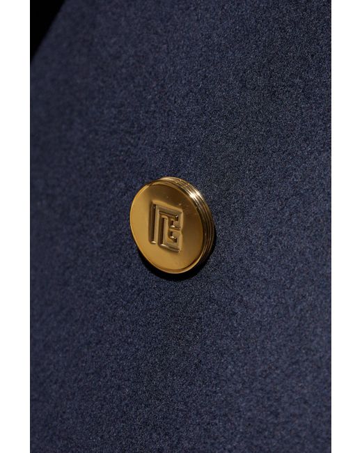 Balmain Blue Short Wool Coat for men