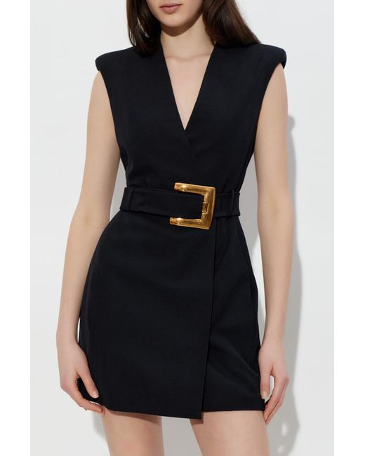 Balmain Black Ribbed Dress