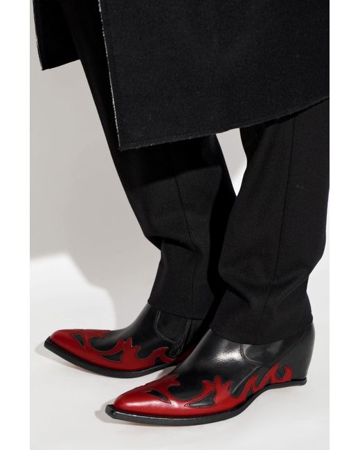 Maison Margiela Black Leather Wedge Ankle Boots for men