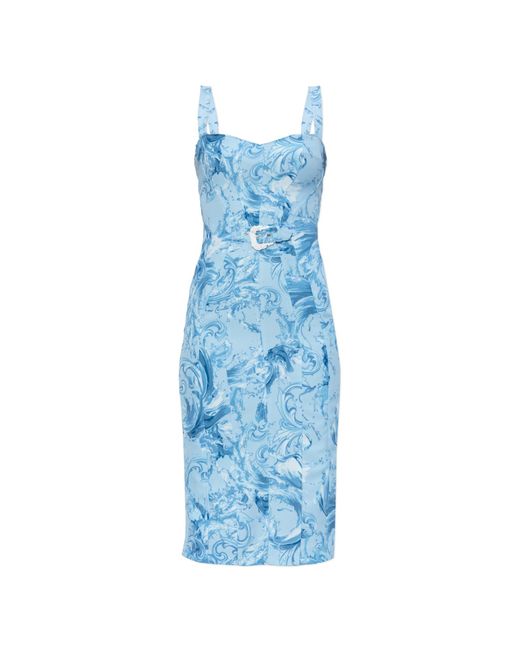 Versace Jeans Couture Blue Strap Dress With "Barocco" Pattern