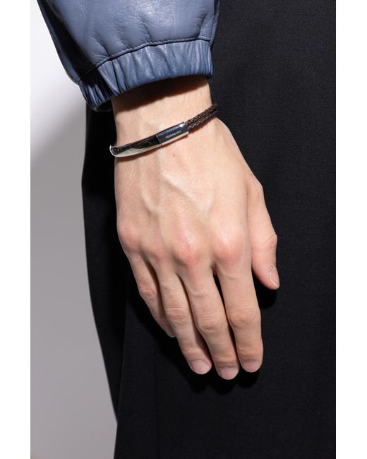 Ferragamo Black Bracelet With Engraved Logo for men