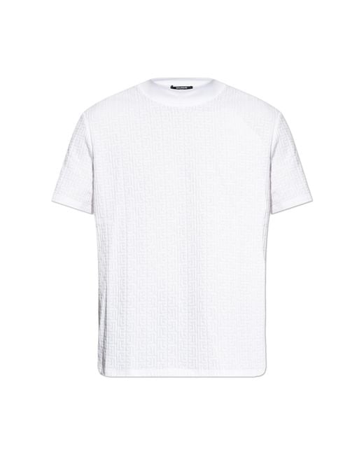 Balmain White T-Shirt With Monogram for men