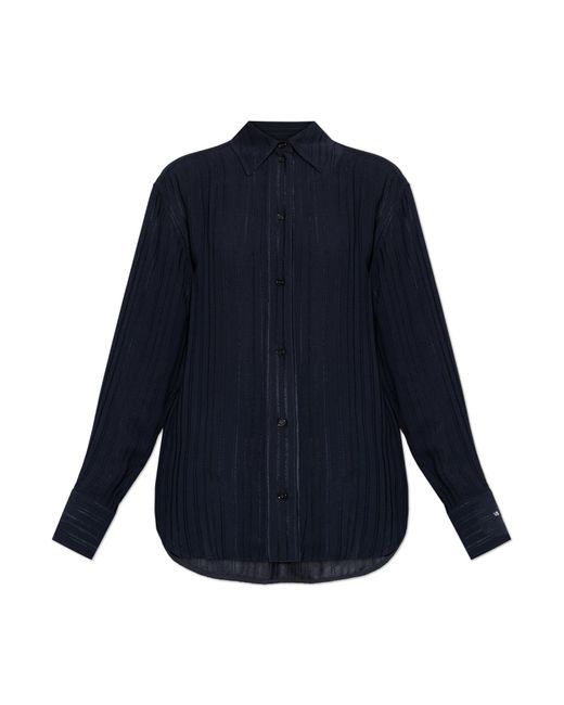 Victoria Beckham Blue Shirt With A Striped Pattern