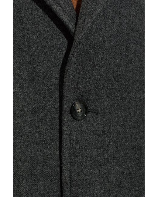 AMI Black Wool Coat With Single Vent for men