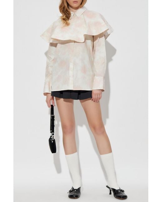 Ganni White Shirt With A Decorative Collar