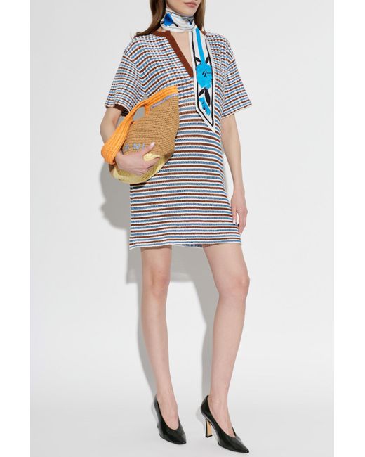 Marni White Dress With A Striped Pattern
