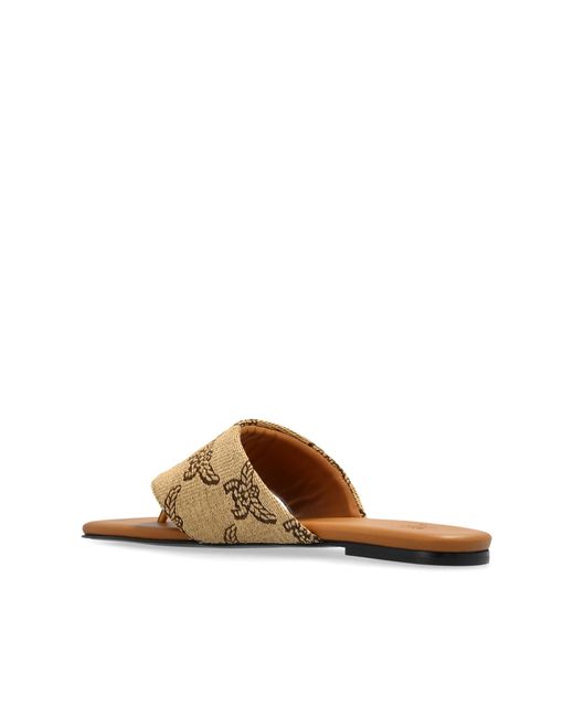 MCM White Monogram Slides