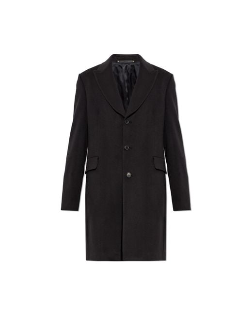 Paul Smith Black Wool Coat With Single Vent for men