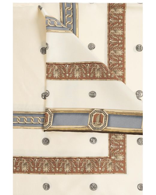 Versace Natural Silk Scarf With "The Ringmaster" Print