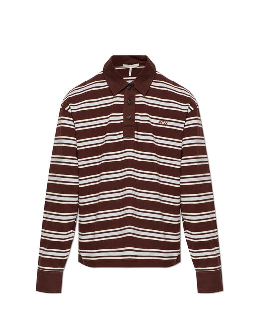 Rag & Bone Red Long-Sleeve Polo