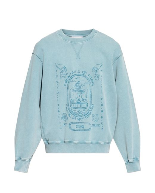 Maison Kitsuné Blue Sweatshirt With Print for men