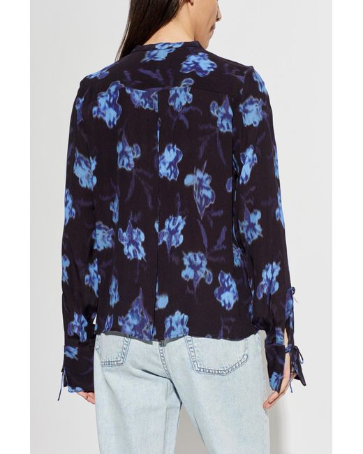 Rag & Bone Blue Blouse With Tie-Neck