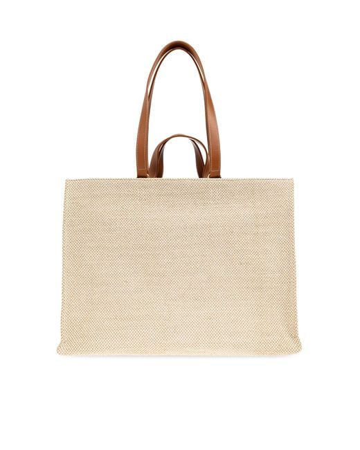 トートバッグ Salvatore Ferragamo Camel Raffia Small Tt Sign Shopping Bag Ferragamo Shopper Bag 'Sign Large' in Natural | Lyst