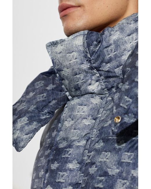 DSquared² Blue Puffer Jacket With Monogram for men