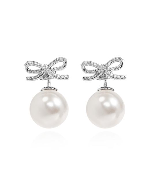 Self-Portrait Metallic Earrings With Glass Pearls