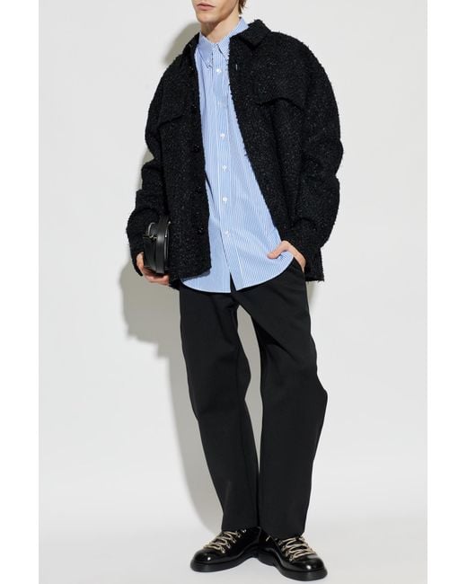 Balmain Blue Striped Pattern Shirt for men