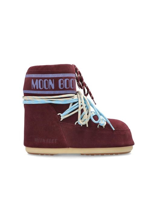 Moon Boot Red 'Icon Low' Snow Boots
