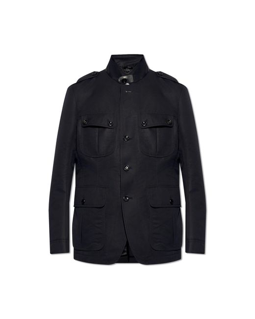 Tom Ford Blue Jacket With Stand Collar, for men