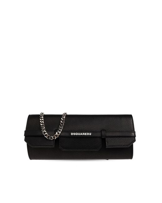 DSquared² Black Leather Clutch "Twin"