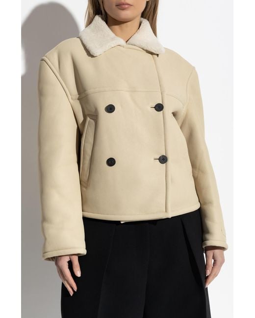 Jacquemus Natural Double-Breasted Shearling Coat