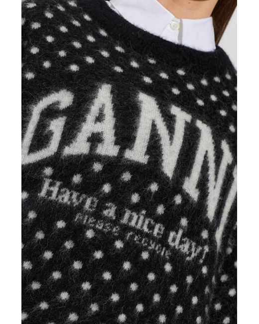 Ganni Black Polka Dot Pattern Sweater
