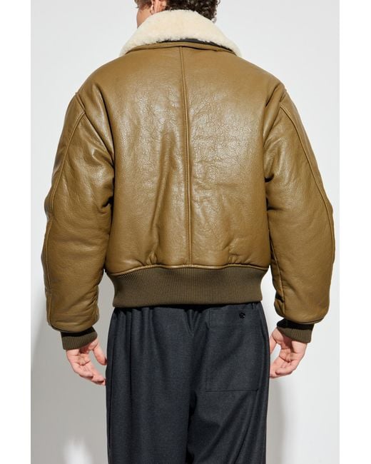 AMI Blue Leather Jacket for men