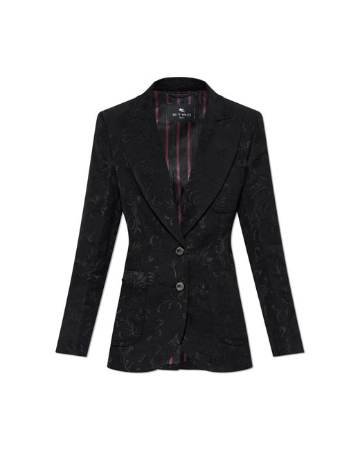 Etro Black Single-Vent Blazer