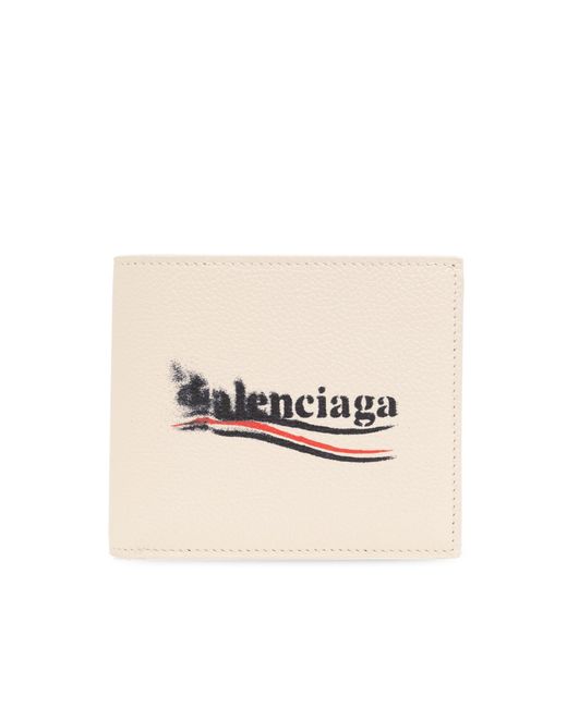 Balenciaga Natural Foldable Wallet With Logo, for men