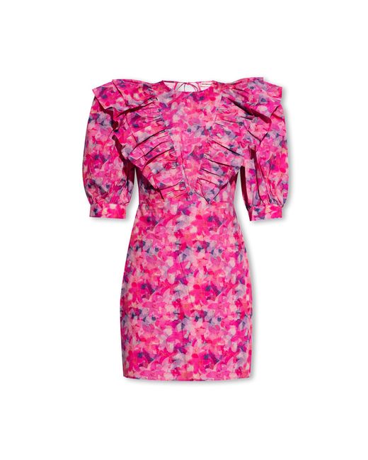 Custommade• Pink 'lisabell' Dress With Floral Motif,