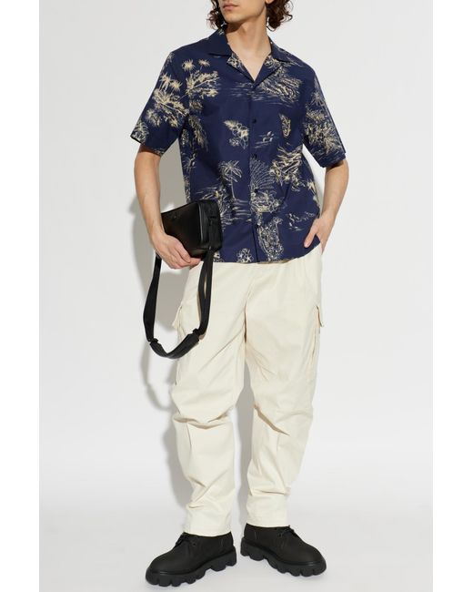 Moncler Blue Short-Sleeve Shirt for men