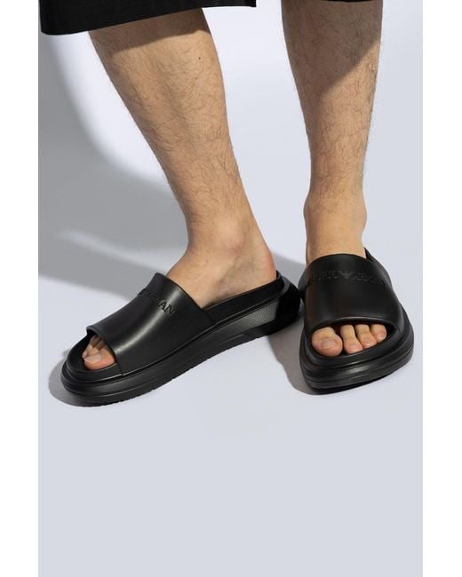 Emporio Armani Black Rubber Flip-Flops for men