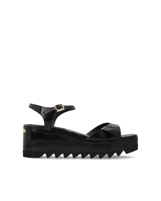 Stella McCartney Black "Elyse" Wedge Sandals