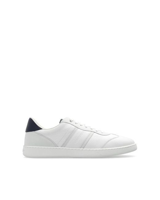 Ferragamo White Hammered Leather Sneakers for men