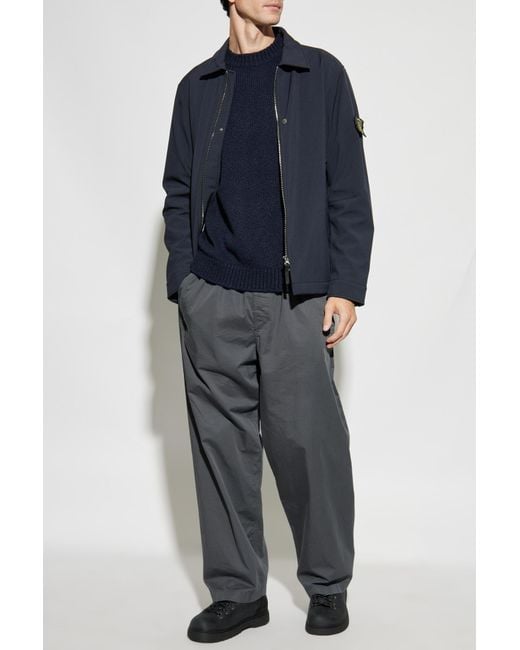 Stone Island Blue Sweater With A Round Neckline, for men