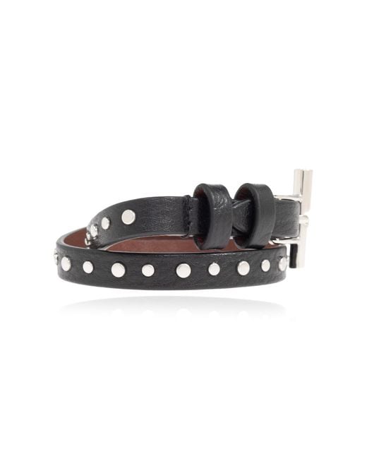 Alexander McQueen Black Leather Bracelet