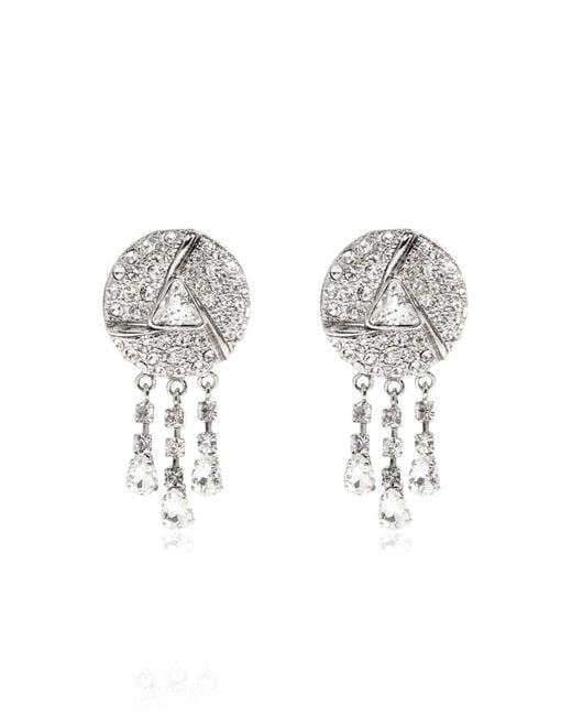 Alessandra Rich Metallic Clip-On Earrings With Crystals