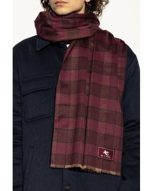Etro Purple Checked Scarf for men