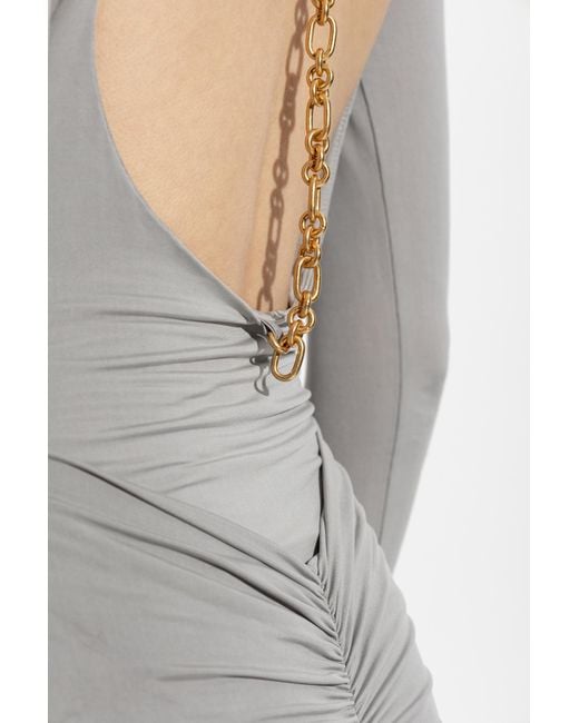 Balmain Gray Backless Dress